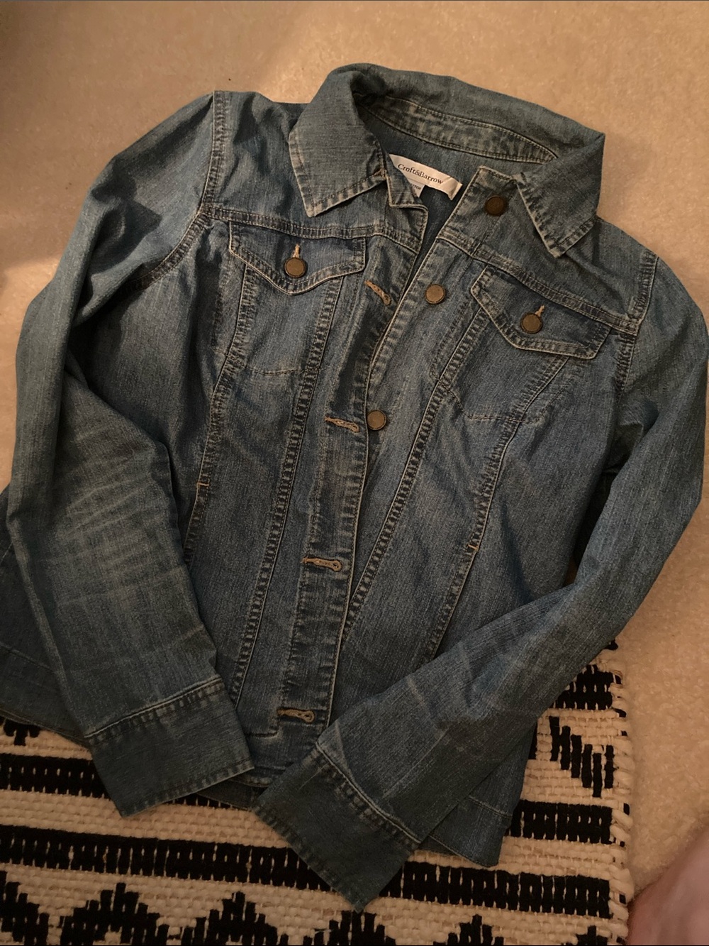 croft & barrow Blue Denim Jacket with Button Front